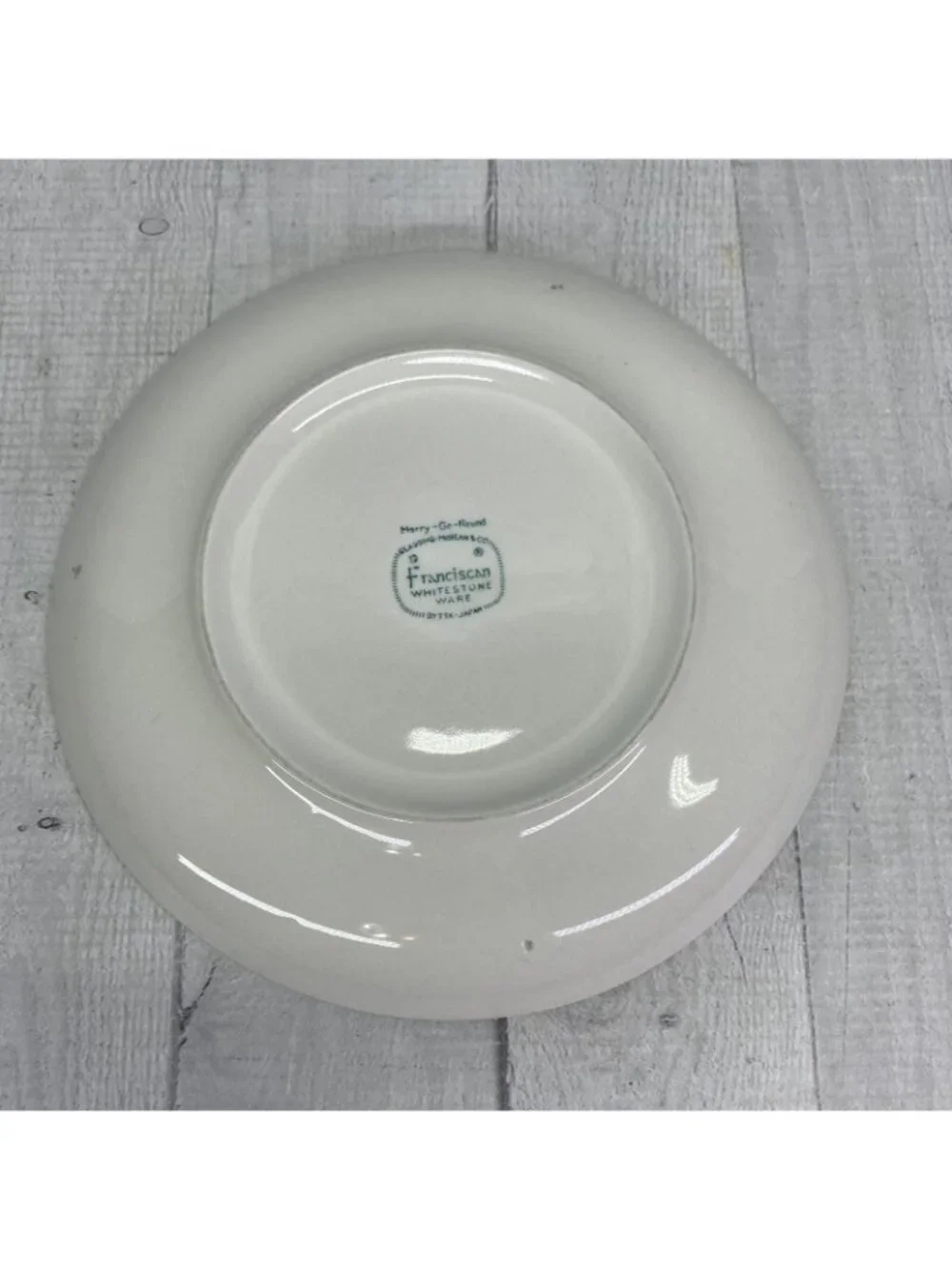 60's Franciscan MERRY-GO-ROUND Japan Gray Pink Border China Salad Plates Set 4